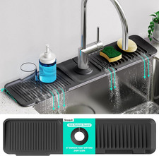 24 Inch Longer Faucet Mat for Kitchen Sink, 5 Slope Fast Self-Draining, Kitchen