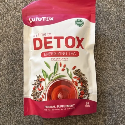 GENUINE LULUTOX ORIGINAL DETOX ENERGISING PEACH TEA BAGS - 28 Bags. Brand New.