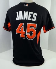 2014-16 Miami Marlins James #45 Game Used Black Jersey ST BP 48 DP18466