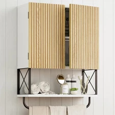 Bathroom Wall Medicine Cabinet, Fluted Hanging Bathroom Wall Mounted Cabinet ...