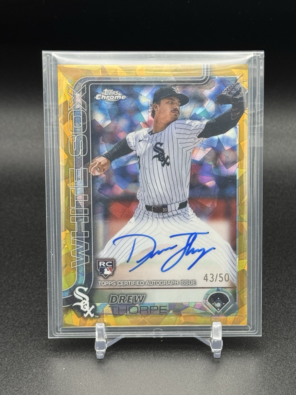 2025 Topps Chrome Sapphire - #RA-DT Drew Thorpe Gold Rookie Auto /50