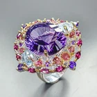 Luxury 36 ct Natural Amethyst Ring 925 Sterling Silver Size 8.5 /R461011