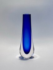 Whitefriars Teardrop Vase, Shape 9571, Cased Blue Glass, Geoffrey Baxter A/F