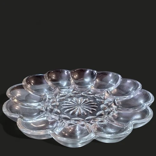 Vintage Anchor Hocking Fairfield Deviled Egg Plate Dish 10” Holds 12