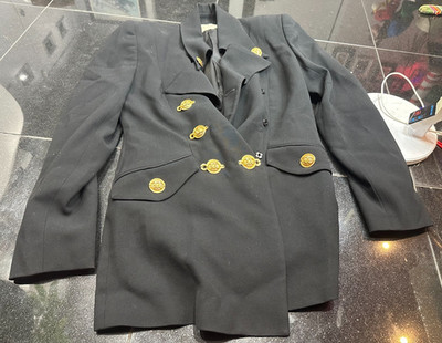 Alberto Makali Women's Black Jacket Blazer Gold Buttons Size 8