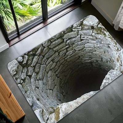 3D Optical Illusion Endless Abyss rutschfeste Fußmatte, waschbar, langlebig