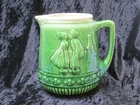 Brush McCoy #53 Dutch Boy & Girl Green Pitcher ca 1900's Near Mint Condition 7"
