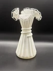 Fenton  Silver Crest Milk Glass Ruffled Wheat Vase