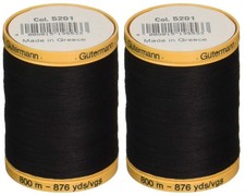 Gutermann 2-Pack Natural Cotton Thread Solids 876 Yards Each - Black 800C 52...