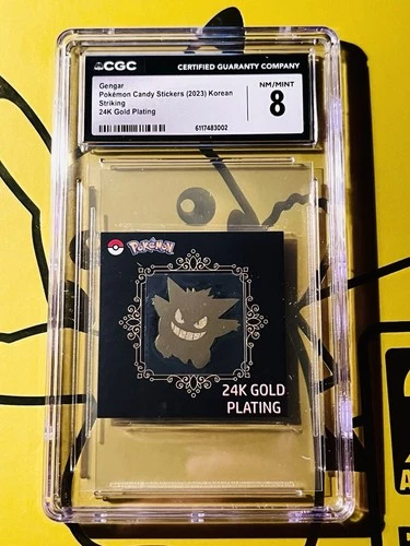 CGC 8 NM/MINT 24k Gold Plated 🔥 GENGAR Pokemon Candy Stickers 2023 Korean ✨