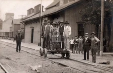 Olivia Minnesota MN Railroad Depot Velocipede 1909 RPPC Photo Postcard COPY