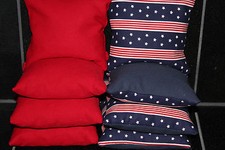PATRIOTIC AMERICAN FLAG 8 CORNHOLE BEAN BAGS/ BAGGO TOSS Top Quality Handmade 