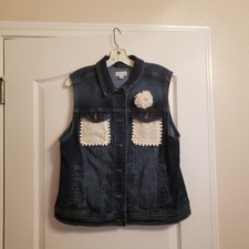 Merona Jean Vest Embellished