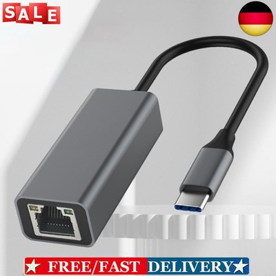 Type-C To RJ45 Ethernet Wired LAN Adapter 10/100/1000Mbps (Grey Type C 100M)