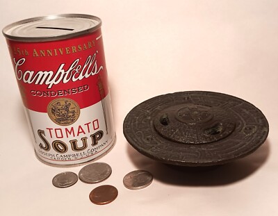 4 1/2'' INCENSE BURNER vtg cast iron asian coin james mont ashtray mcm table art