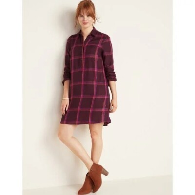 old navy plaid shirt dress Fit & Flare Plaid Mini Dress
