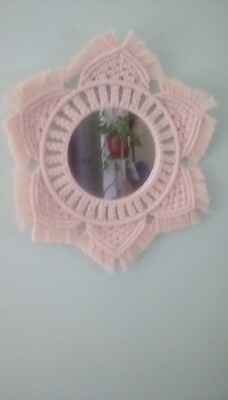 Handmade 14'' New Macrame 7'' Mirror with 2 Rings