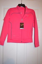 Nike Girls Dri Fit Zip Sweatshirt Size Youth L Large - Pink / Gray Trim - New