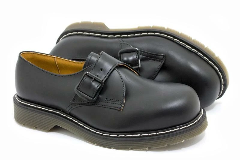 Solovair Nps Fabriqué En Angleterre 1 Boucle Embout en Acier Chaussure Noir - Photo 3/3