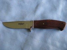 Ed Kalfayan Custom Handmade Hunting Knife, Red Linen Micarta w/Cert of Origin