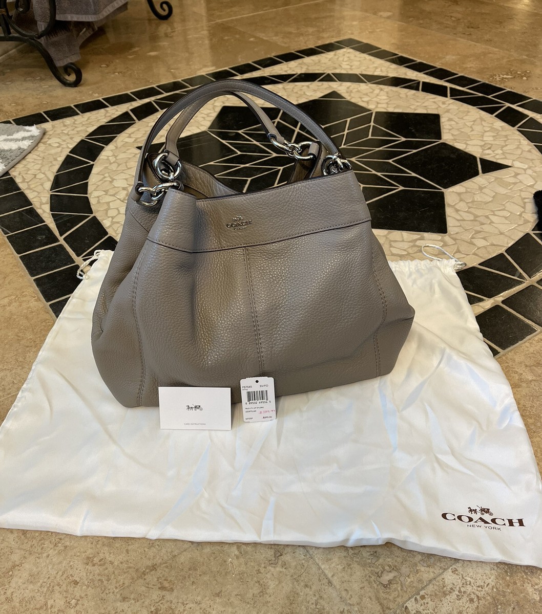 COACH Lexy Fog Pebble Leather 3 Compartment Shoulder Bag #F57545