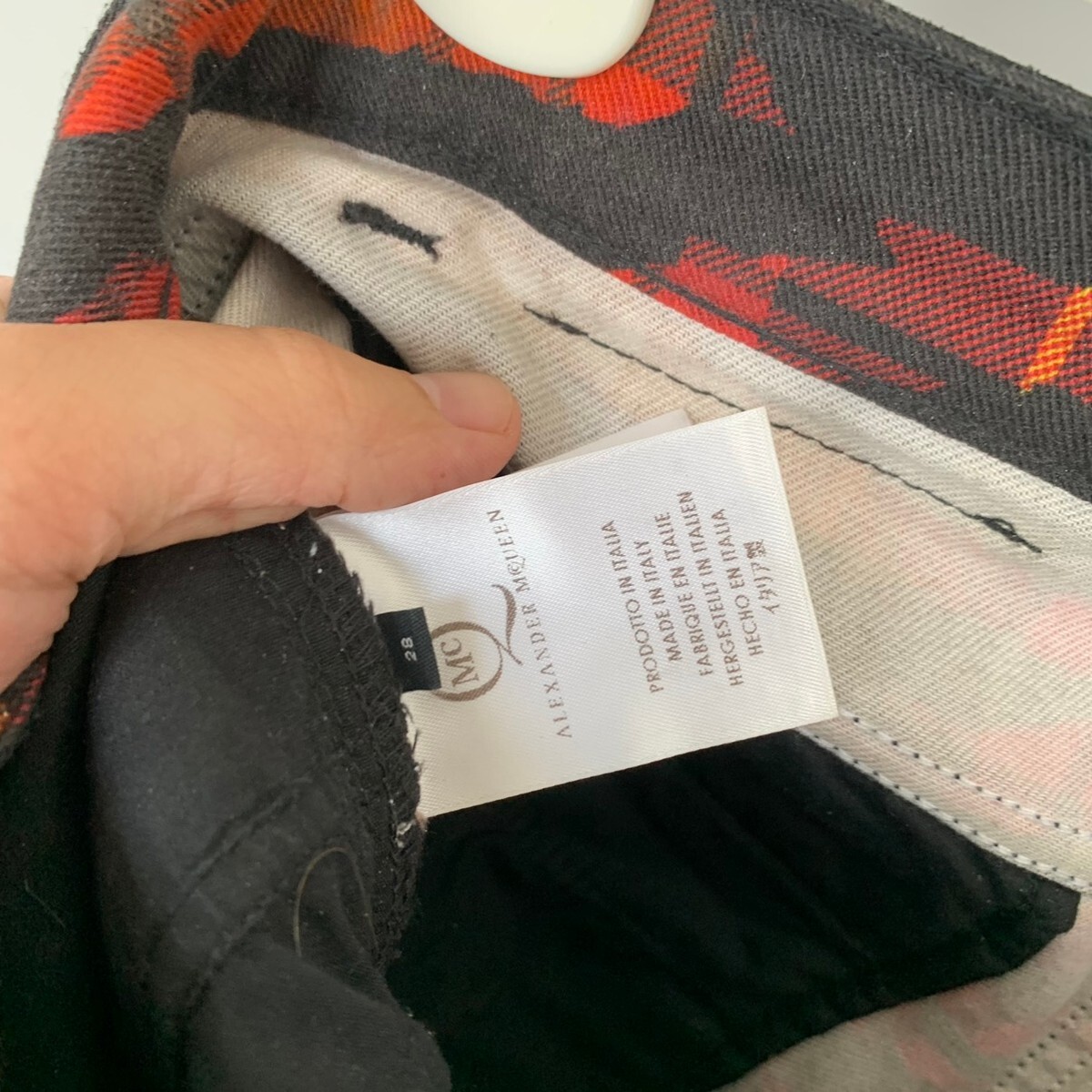 ALEXANDER MCQUEEN Pants Skinny Trousers Tiger Check Tartan Size 28