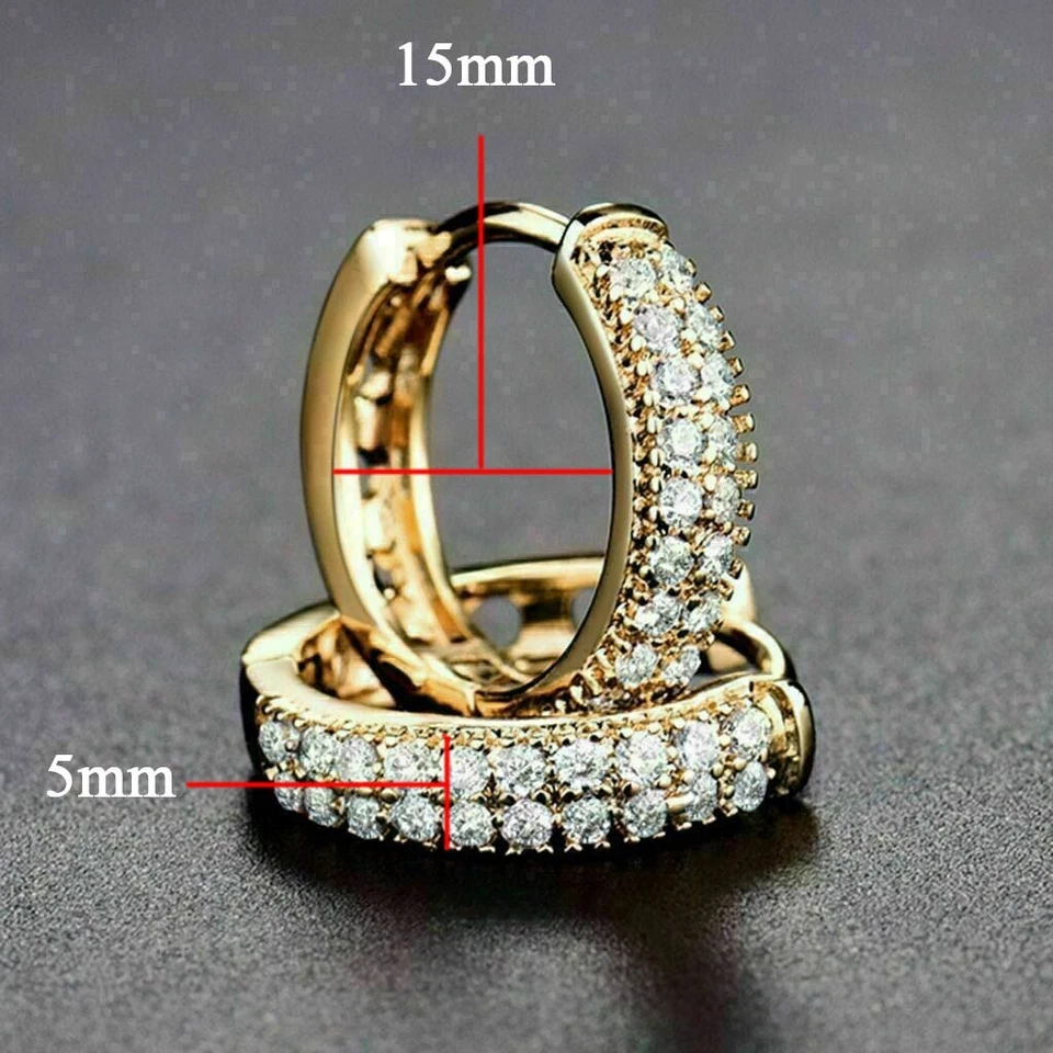 2.Ct Round Simulate Diamond 2 Row Hoop Wedding Earring in 18K Yellow Gold Plated - Image 4 of 4