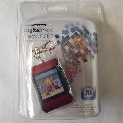 Digital Solutions Color 1.5'' LCD Digital 70 Photo Keychain Rechargeable Red New