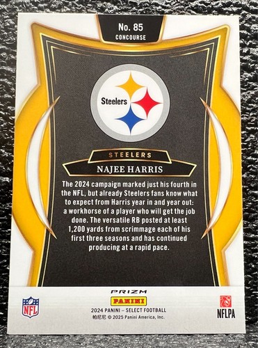 Sala base de fútbol americano Panini Select 2024 Silver Prizm - 85 Najee Harris - Imagen 2 de 2