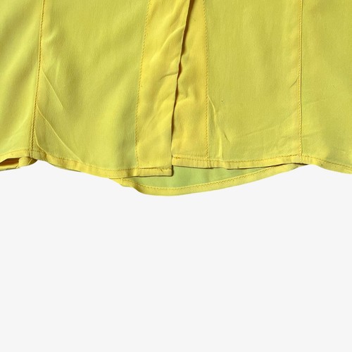 Vintage 80s Women's Ferretti Roma Short Sleeve Yellow Silk Shirt, Blouse Retro - Picture 6 of 6
