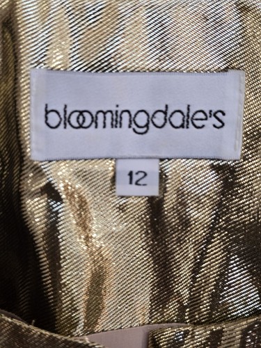 Vintage Bloomingdales Gold Lame Blouse Removable Matching Flower On Lapel 1970s - Picture 5 of 6