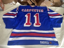 Authentic Bobby Carpenter Jersey Mens 52 Ny Rangers Clean Blue Sewn Mic Ccm Mesh