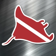 (1) ONE Scuba Sting Ray Decal Sticker Car Boating Boat Fishing Rod Diving Beach