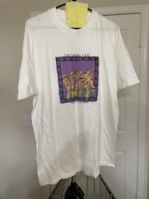 Hanes Beefy T Twisted Whiskers White Size Large (42-44) The String Cats (2)