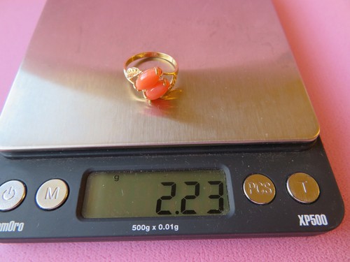 Y sólido 14 k. Anillo de hoja de coral de piel de ángel dorado talla 6/2,23 gramos - Imagen 9 de 9