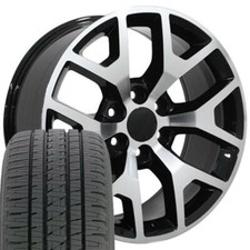 22 Inch Black Machined 5656 Rims Bridgestone Tires Fit Chevy Silverado Tahoe