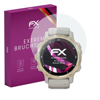 atFoliX Glasfolie für Garmin Descent Mk2S Displayfolie 9H Schutzpanzer