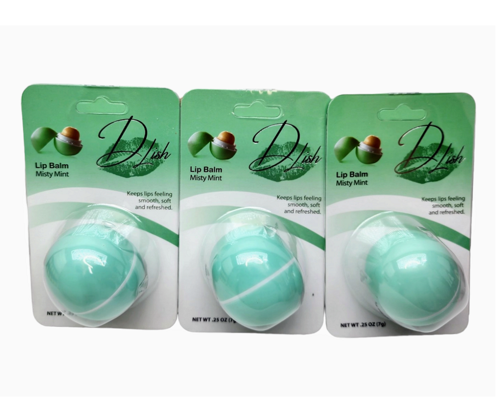 D'lish Lip Balm Misty Mint 0.25oz (7g) 3 Pack, Free Shipping