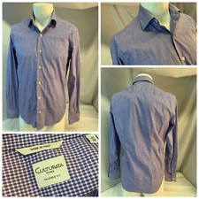 Culturata Roma Tailored Fit Shirt Small 16 35 Blue Gingham Check Italy YGI K1-17