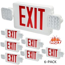 Red Letter Emergency Exit Sign Lights With Two Adjustable Heads Ac 120-277v Ul