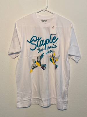 Staple NYC MONTAUK Pigeon Logo T Shirt Large White Skateboarding Short Sleeve