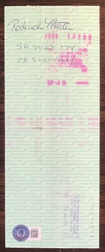 Rod Martin 1978 Oakland Raiders signed check BAS USC - Picture 2 of 4