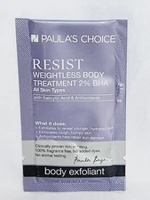 Paula's Choice WEIGHTLESS BODY TREATMENT 2% BHA Exfoliator Sample .14 oz/4mL New