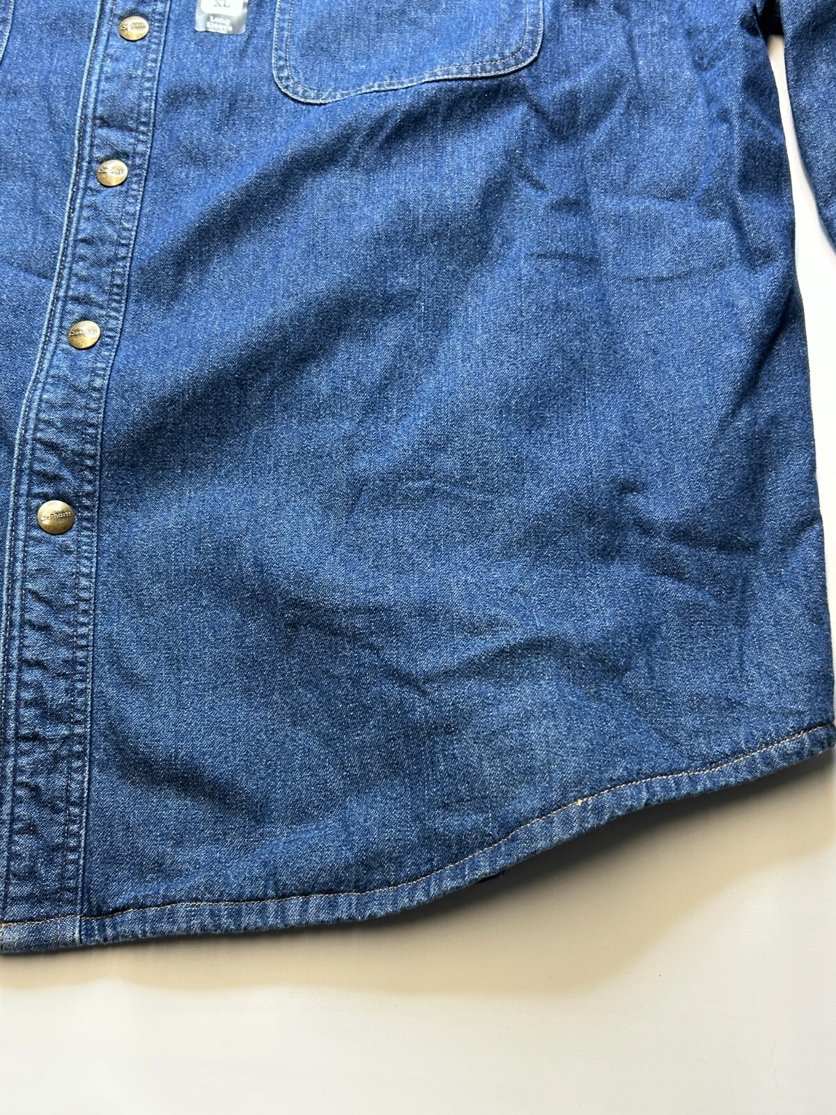 NWT Carhartt Denim Shirt JAC Fleece Lined Size X Large Regular 100% Cotton NWT