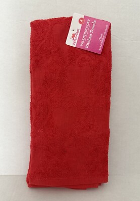 New- Valentine s Day - Kitchen Towels- 2 Count-Red Hearts-16x26 Inches