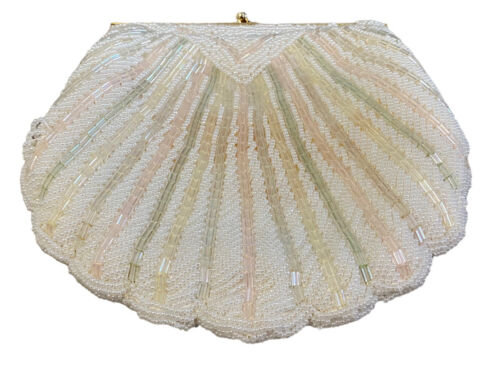 Antik Vintage 1950er Jahre Perlenmuschel schick Gold Kette Clutch Geldbörse - Bild 2 von 11