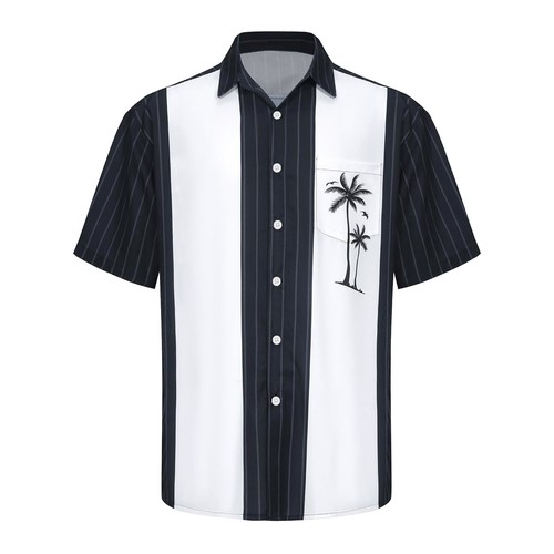 Men's Hawaiian Shirt, Vintage Button Down Short Sleeve Bowling Beach Shirts ๐ - Picture 31 of 44