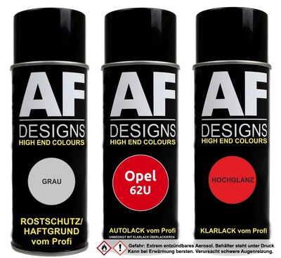 Spraydose für Opel 62U Sting Red Autolack Klarlack Grundierung  Set