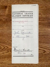 1944 CUBS: NL Contract SIGNED: John Ostrowski, D.1992 (w/ Ford Frick HOF) - #1