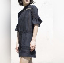 Ulla Johnson Womens Size 2 Elena Black Eyelet Mini Dress MSRP $450 Chic